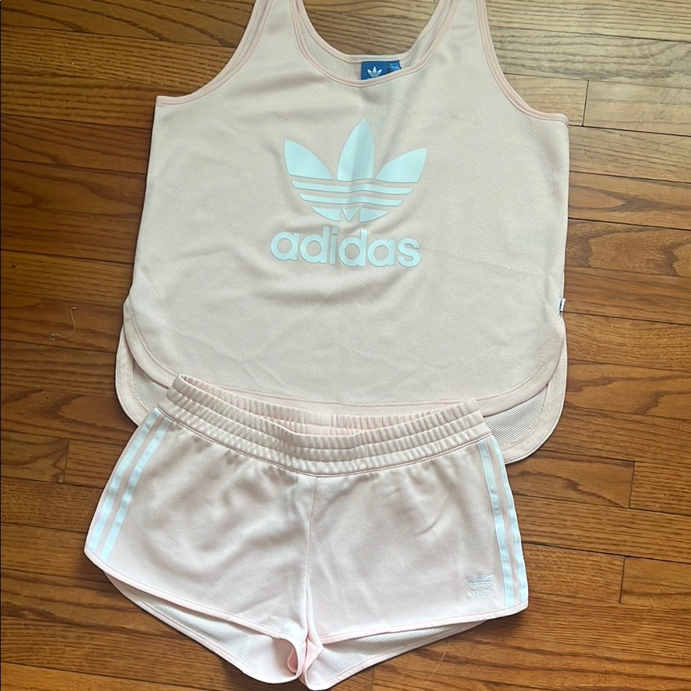 Adidas loose crop tank and short set top XL and short L